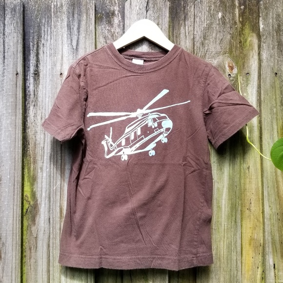 Kids Brown Gymboree Tee with Helicopter Print Sz 6 - Picture 1 of 5